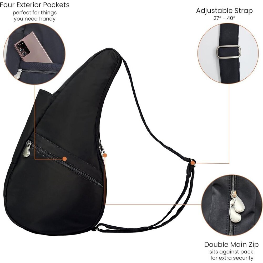 15" Microfiber Crossbody Sling Bag Ergonomic Lightweight Travel Everyday - Picture 12 of 12